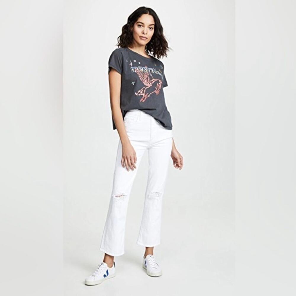 MOTHER Superior | NEW The Tripper in Almost Innocent White Distressed Jeans 25
